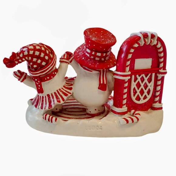 Peppermint Twist Snowmen Dancing Nostalgic The Encore Group Christmas - Picture 2 of 3